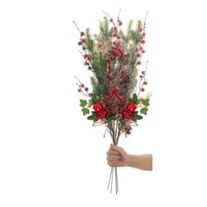 Red Berry and Bells Decorations Vase Filling